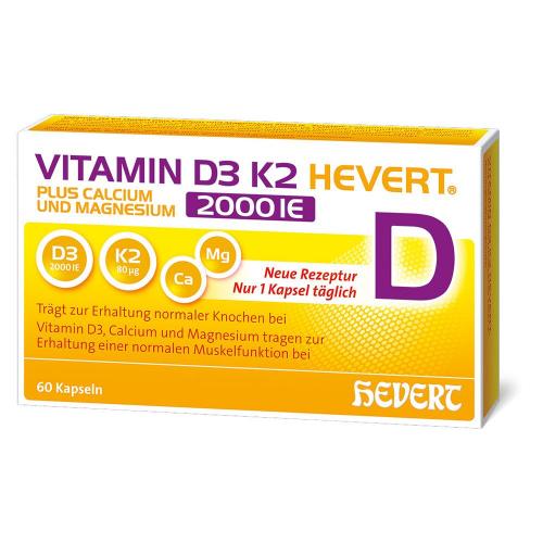 VITAMIN D3 K2 Hevert+Calcium u.Magnes.2000 IE Kps.